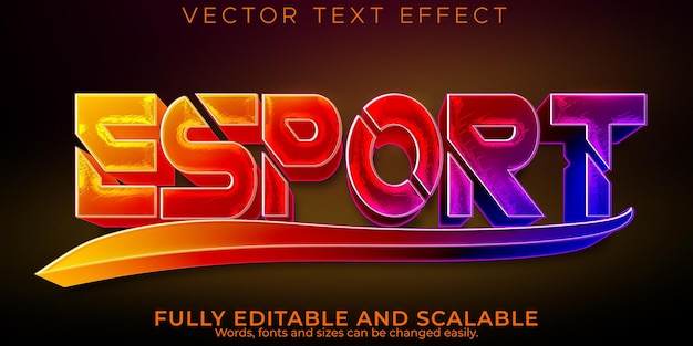 Efecto de texto deportivo, esport editable y estilo de texto rgb