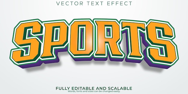 Vector gratuito efecto de texto deportivo estilo de texto de baloncesto y fútbol editable