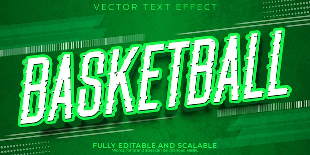 Vector gratuito efecto de texto deportivo, estilo de texto editable de baloncesto y fútbol.