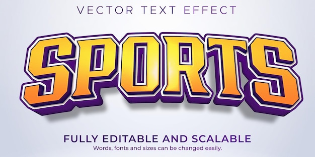 Efecto de texto deportivo, estilo de texto editable de baloncesto y fútbol.