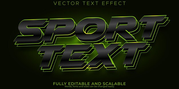 Efecto de texto deportivo estilo de texto editable de fútbol y velocidad