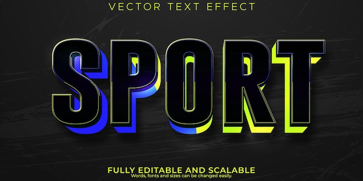 Vector gratuito efecto de texto deportivo estilo de texto editable de fútbol y velocidad