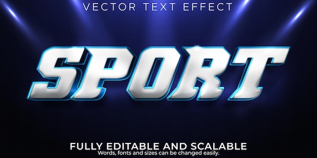 Efecto de texto deportivo, estilo de texto metálico y brillante editable