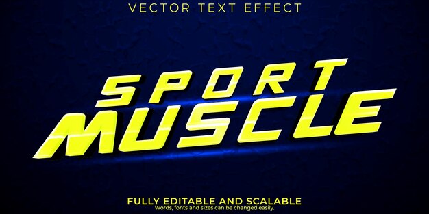 Efecto de texto deportivo estilo de texto de músculo y gimnasio editable