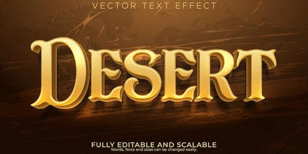 Vector gratuito efecto de texto del desierto estilo de texto de arena y egipto editable