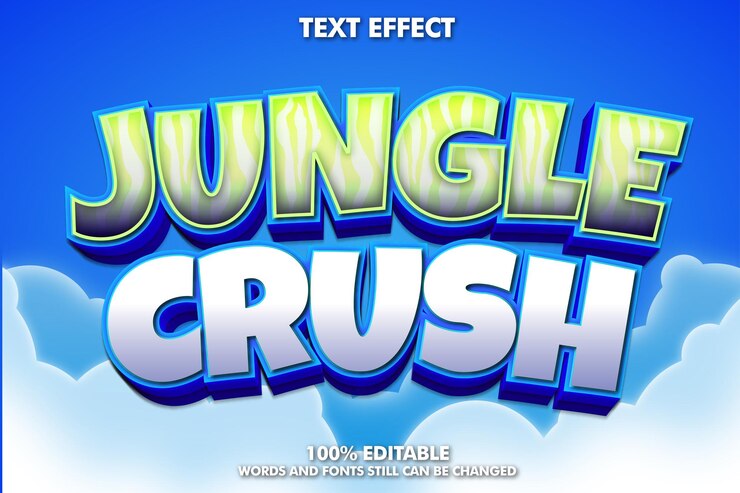 Vector gratuito efecto de texto de dibujos animados en 3d moderno con fondo de cielo azul para banner o título