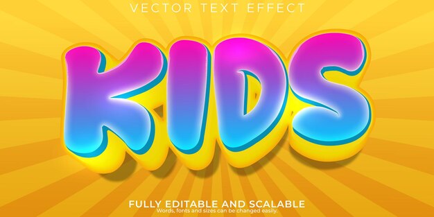 Efecto de texto de dibujos animados para niños estilo de texto cómico y divertido editable