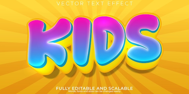 Efecto de texto de dibujos animados para niños estilo de texto cómico y divertido editable