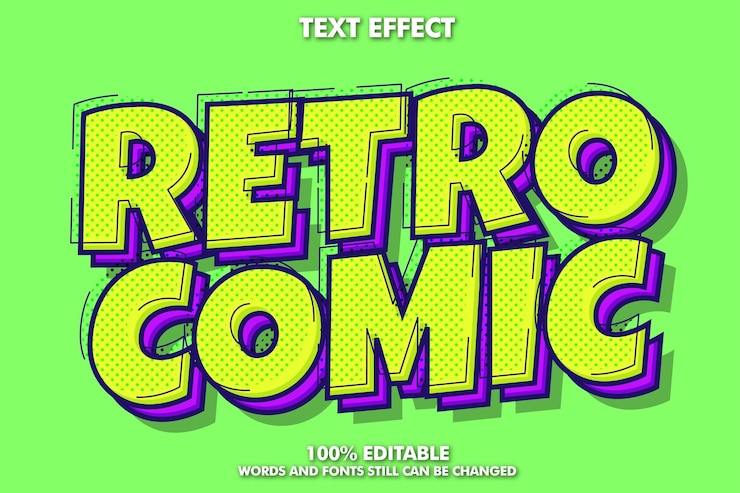 Vector gratuito efecto de texto de dibujos animados retro concepto verde lindo