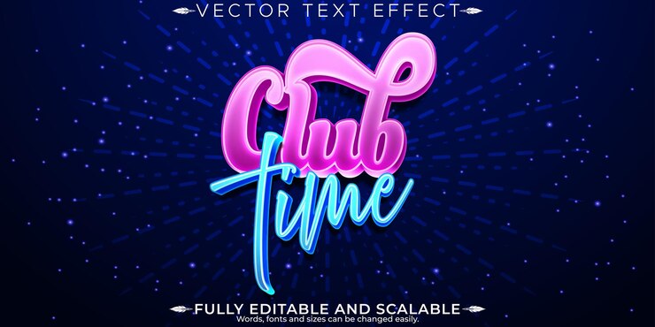 Vector gratuito efecto de texto de discoteca editable baile y música estilo de fuente personalizable