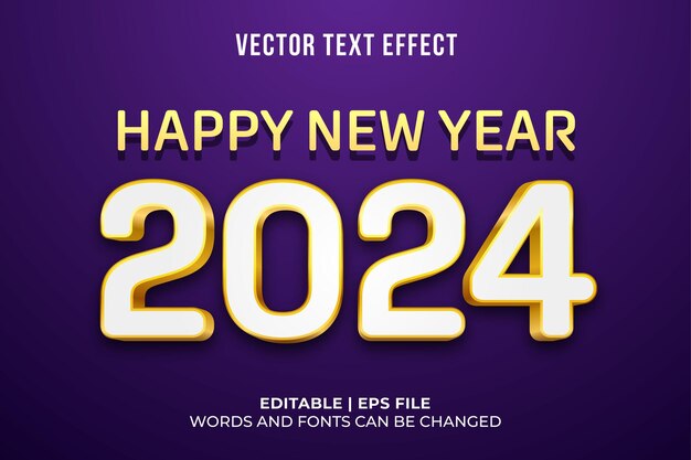Vector gratuito efecto de texto dorado 2024