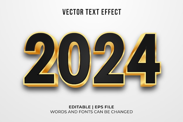 Vector gratuito efecto de texto dorado 2024