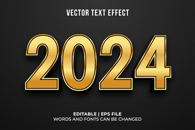 Vector gratuito efecto de texto dorado 2024