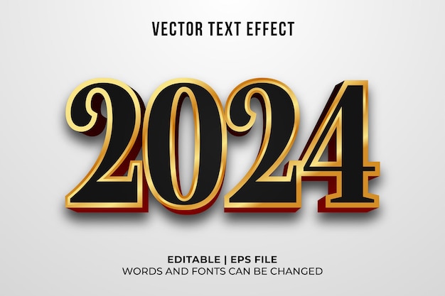 Vector gratuito efecto de texto dorado 2024