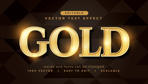 Efecto de texto dorado brillante plantilla de fuente editable
