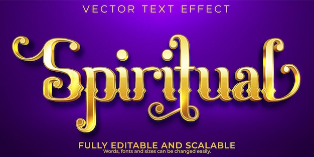 Vector gratuito efecto de texto dorado espiritual, estilo de texto metálico y brillante editable