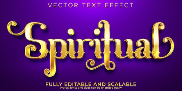 Efecto de texto dorado espiritual, estilo de texto metálico y brillante editable