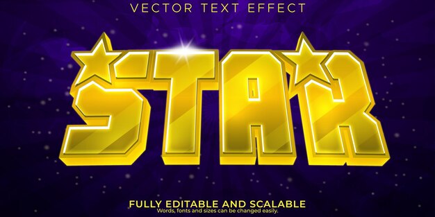 Efecto de texto dorado estrella estilo de texto brillante y elegante editable