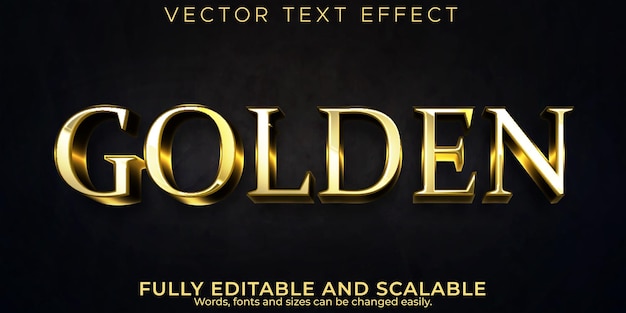 Efecto de texto dorado, lujo editable y estilo de texto elegante.