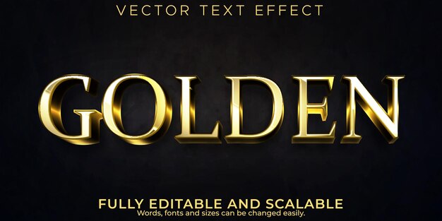 Efecto de texto dorado, lujo editable y estilo de texto elegante.