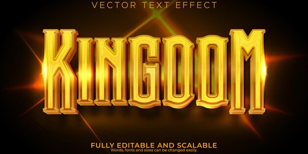 Efecto de texto dorado del reino estilo de texto editable rey y príncipe