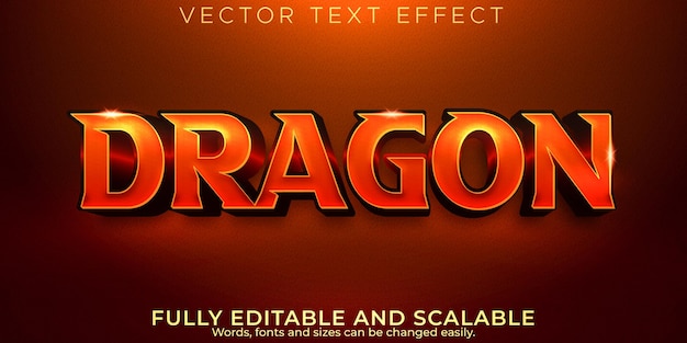 Efecto de texto de dragón, cómic editable y estilo de texto divertido