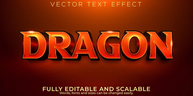 Efecto de texto de dragón, cómic editable y estilo de texto divertido