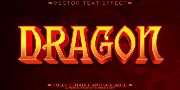 Efecto de texto del dragón editable estilo de fuente personalizado mítico y legendario