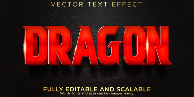 Efecto de texto de dragón, samurai editable y estilo de texto de luchador