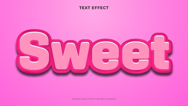 Efecto de texto dulce, efecto de texto de estilo 3d editable