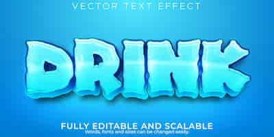 Vector gratuito efecto de texto editable agua, agua 3d y estilo de fuente de bebida