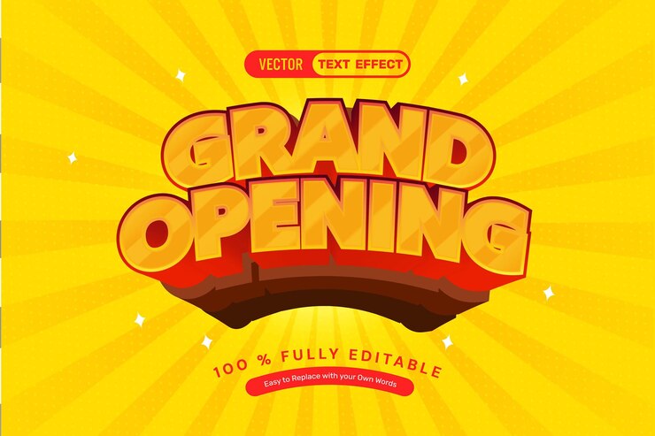 Vector gratuito efecto de texto editable de apertura en 3d