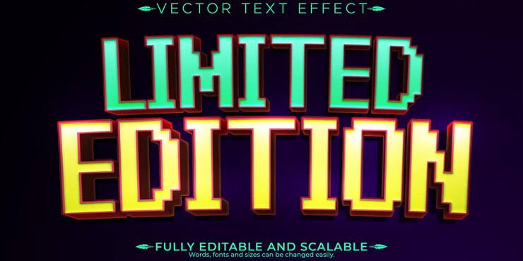 Vector gratuito efecto de texto editable de arcade juego editable y estilo de texto retro