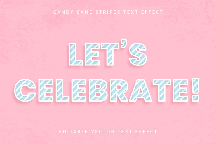 Vector gratuito efecto de texto editable de bastón de caramelo de cumpleaños festivo