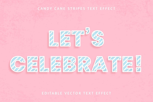Efecto de texto editable de bastón de caramelo de cumpleaños festivo