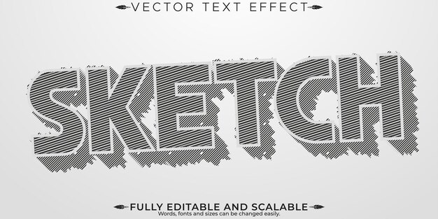 Efecto de texto editable para bocetos, tiza editable y estilo de texto de dibujo
