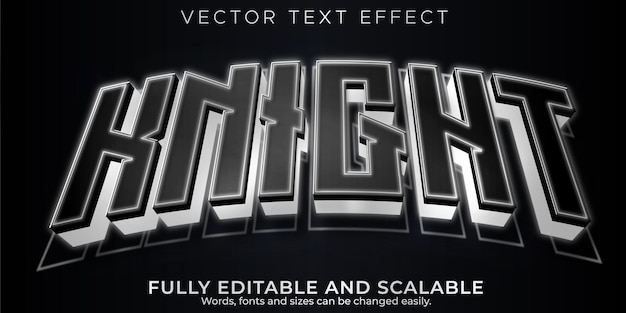 Efecto de texto editable caballero, armadura 3d y estilo de fuente guerrero