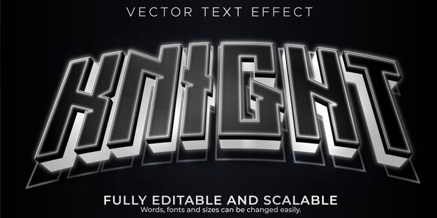 Efecto de texto editable caballero, armadura 3d y estilo de fuente guerrero