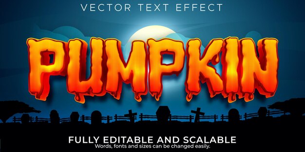 Efecto de texto editable de calabaza, halloween y estilo de texto aterrador