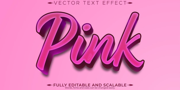 Efecto de texto editable de color rosa estilo de texto amoroso y romántico editable
