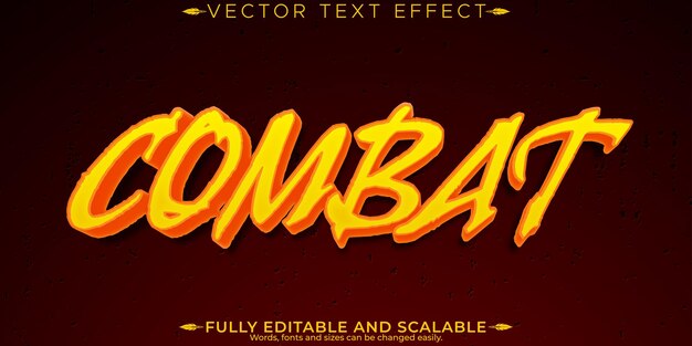 Efecto de texto editable de combate estilo de texto de lucha y batalla editable