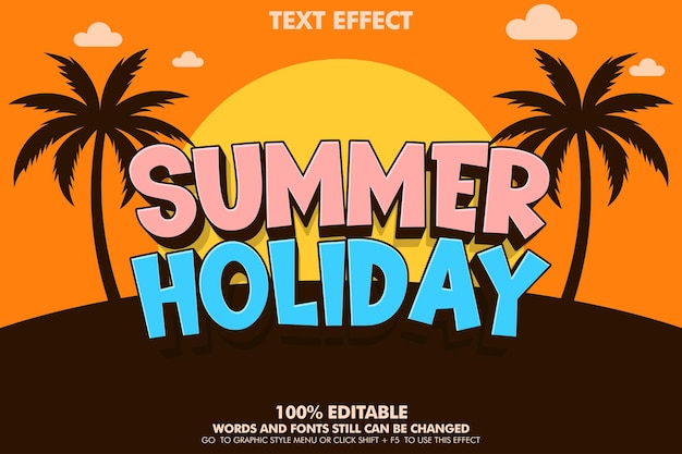 efecto de texto editable para el concepto de verano