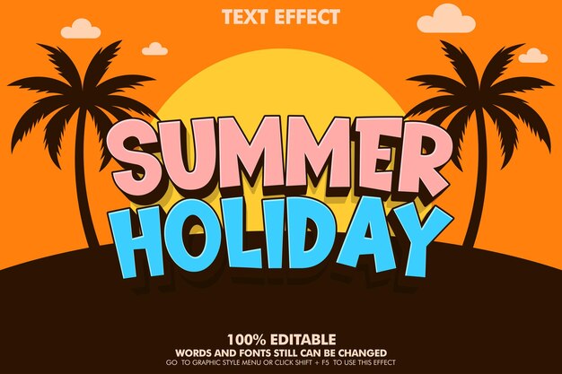 efecto de texto editable para el concepto de verano