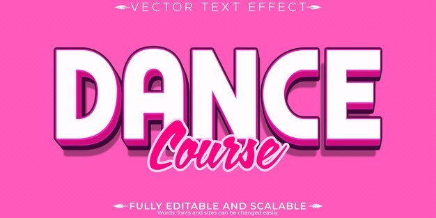 Efecto de texto editable de danza estilo de texto de música y rosa editable