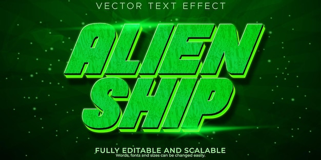 Vector gratuito efecto de texto editable espacio 3d alienígena y estilo de fuente ovni