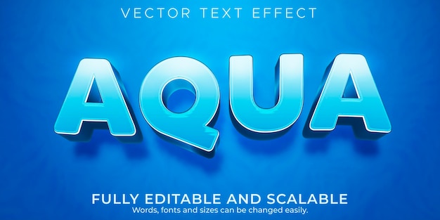 Efecto de texto editable, estilo de texto de agua aqua