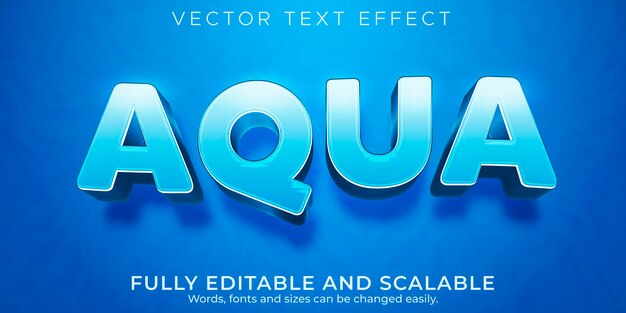 Efecto de texto editable, estilo de texto de agua aqua