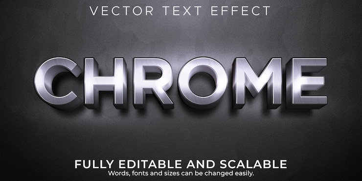 Vector gratuito efecto de texto editable, estilo de texto cromado metálico