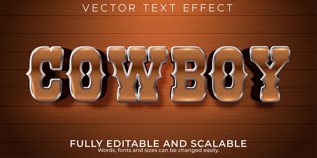 Efecto de texto editable, estilo vaquero occidental