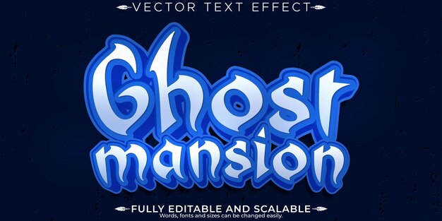 Efecto de texto editable de fantasma estilo de texto de mansión y horror editable